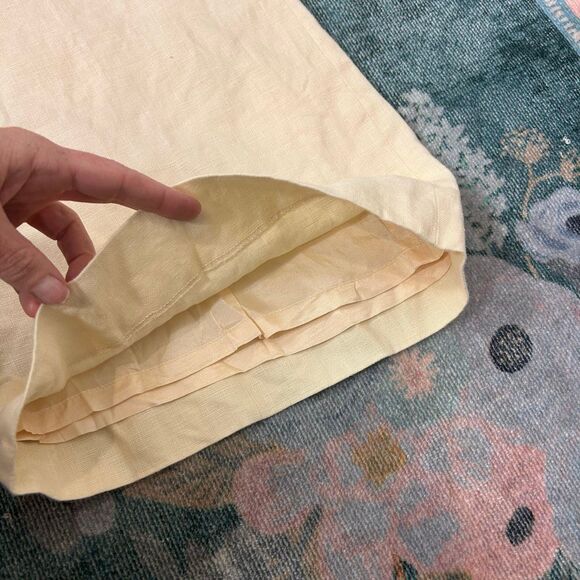 Lauren Ralph Lauren Pants Women 12 Cream Yellow 100% Linen Wide Leg Cropped High - Picture 4 of 13